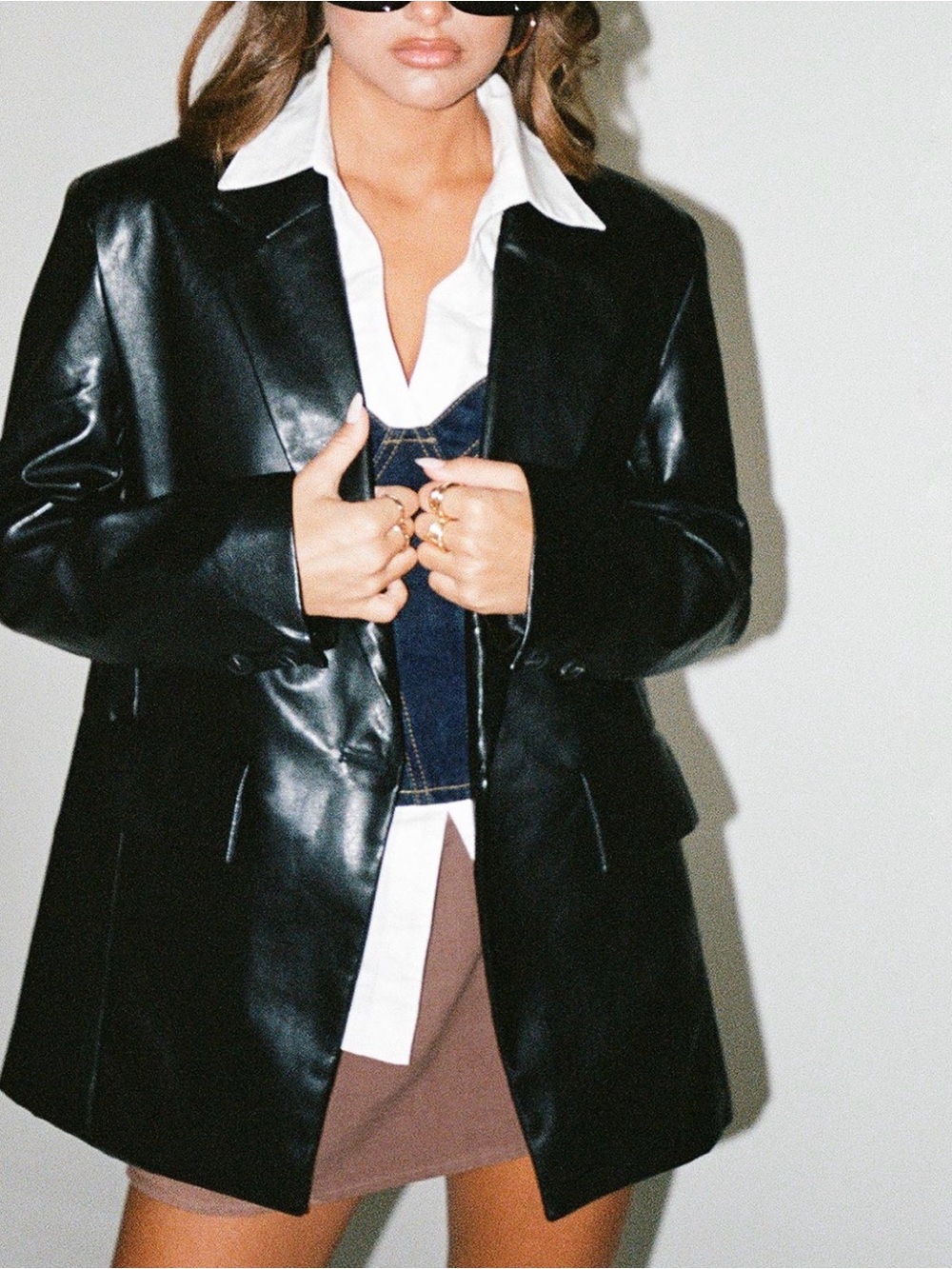 Princess Polly Black Faux Leather Blazer